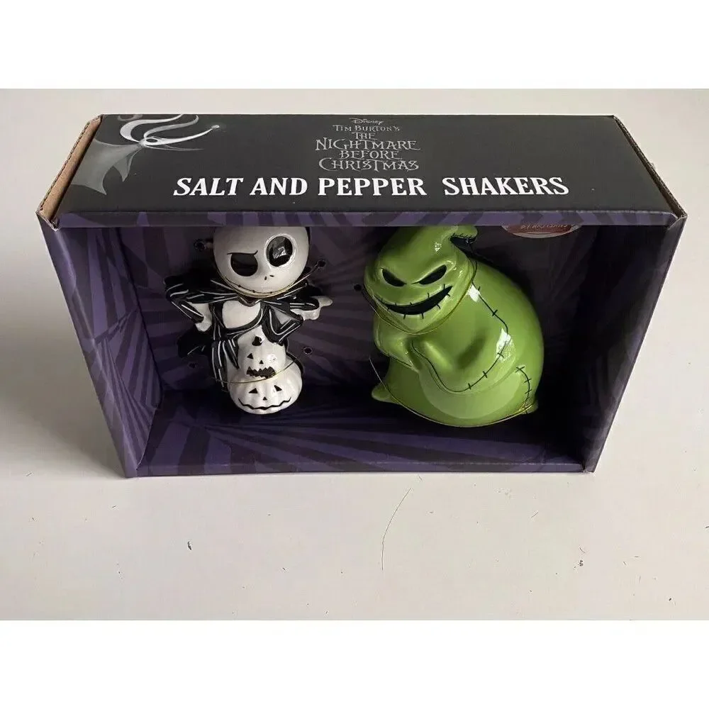 Disney Oogie Boogie And Jack Skellington Salt And Pepper Shakers Halloween NEW‎